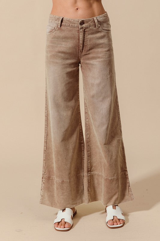 Wide Leg Flared Corduroy Pants