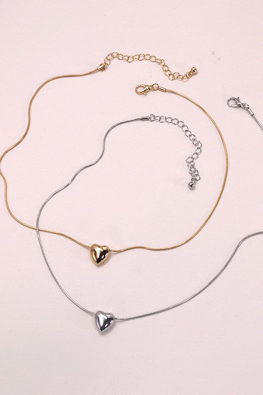 Sweetheart Shine Mini Puff Heart Necklace