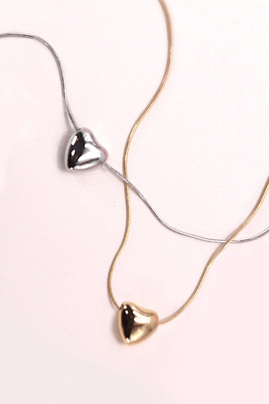 Sweetheart Shine Mini Puff Heart Necklace