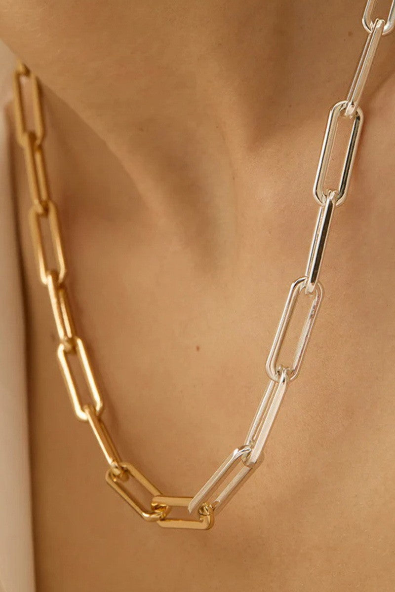 Mixed Metals Paperclip Necklace