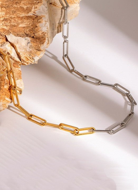 Mixed Metals Paperclip Necklace