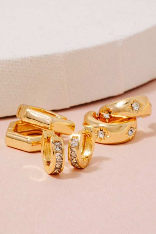 Golden Spark Hoop Trio