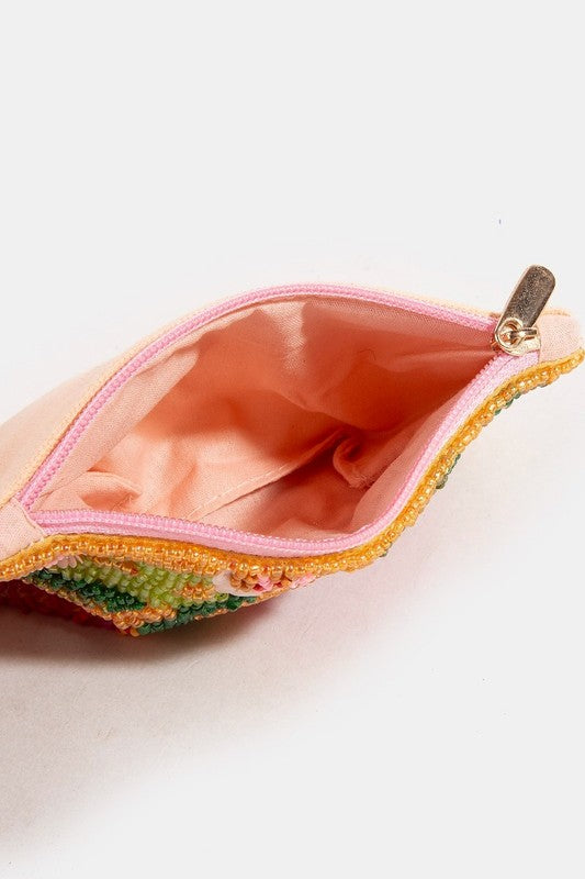 Floral Sequin Beaded Coin Purse