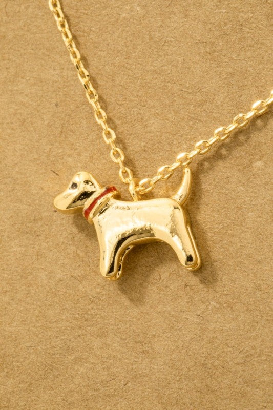 Golden Pup Pendant Necklace
