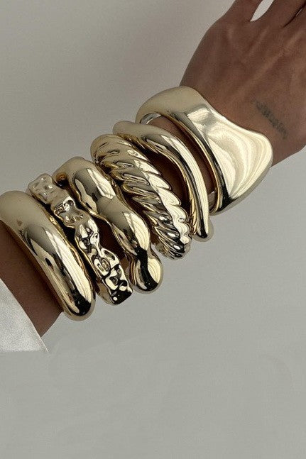 Warped Gold Bangle