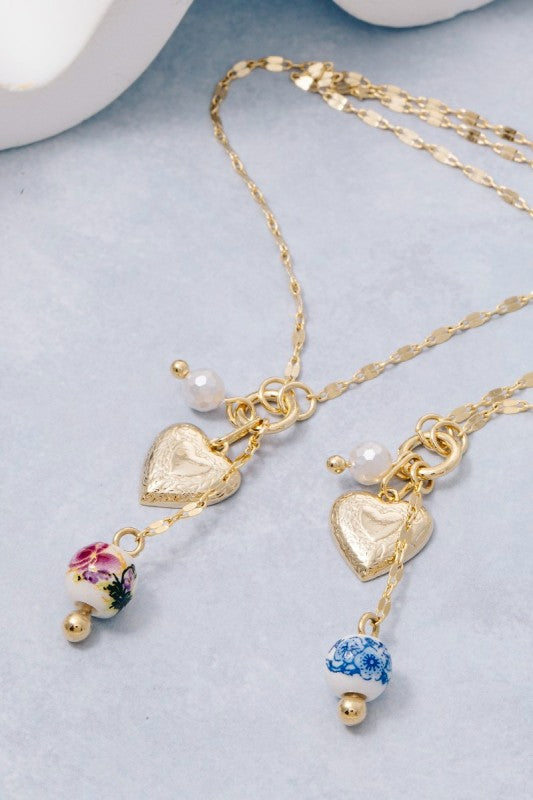 Blooming Heart Charm Necklace