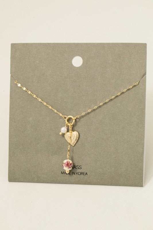 Blooming Heart Charm Necklace