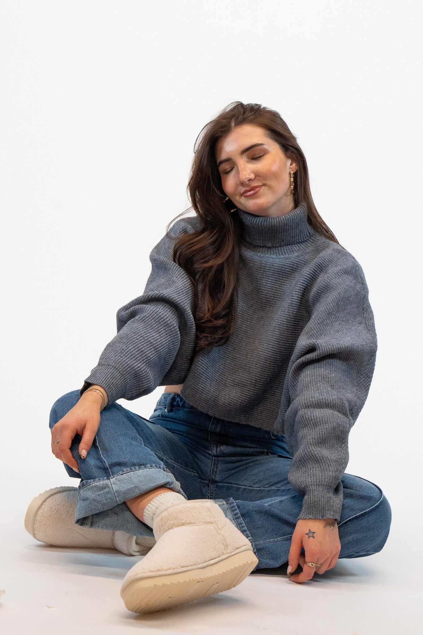 Hostest Dinner Party Turtleneck Sweater In Charcoal