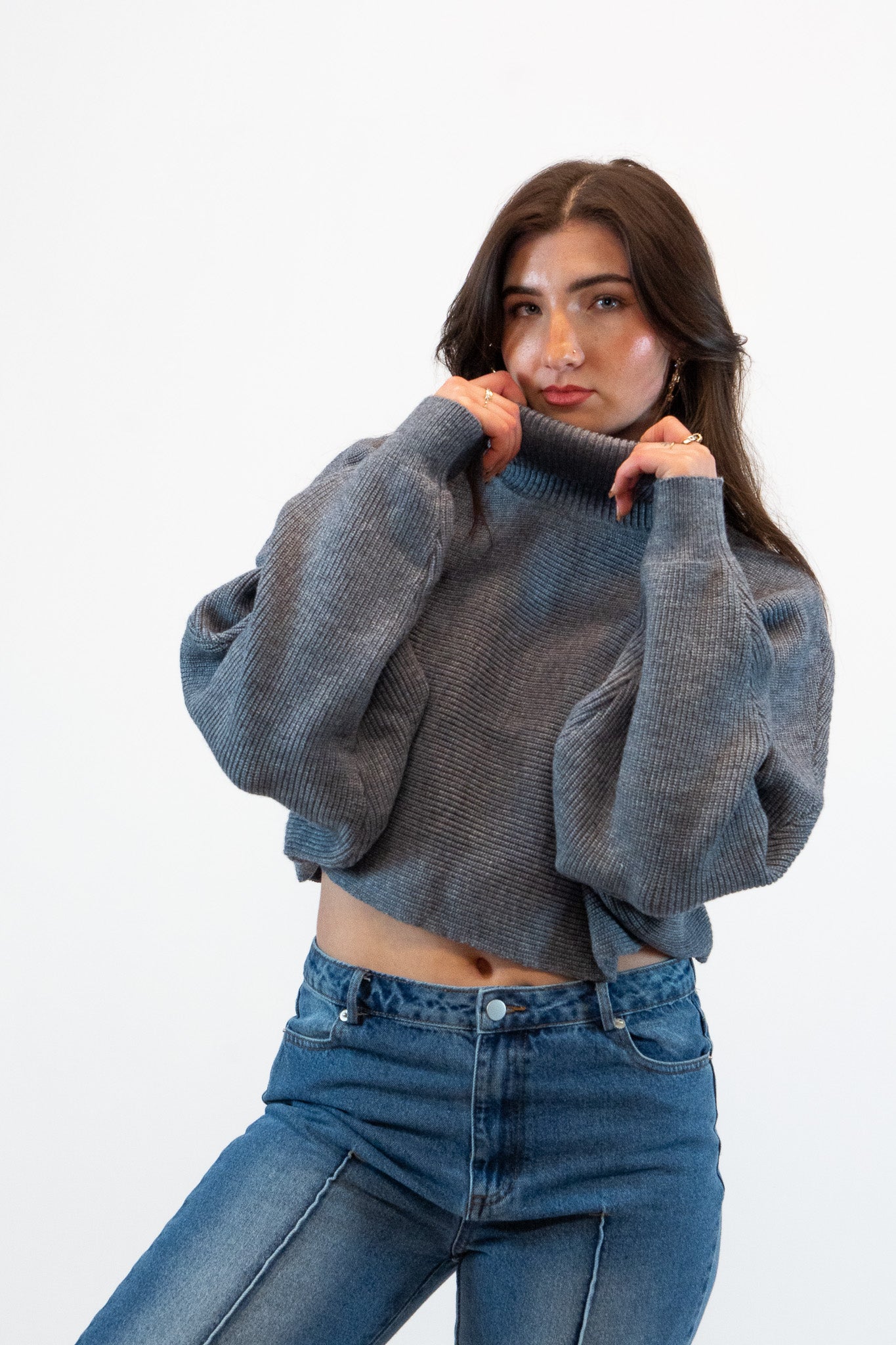 Hostest Dinner Party Turtleneck Sweater In Charcoal