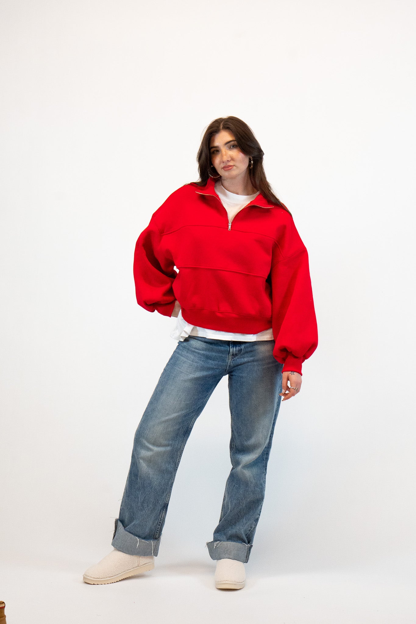 Valerie Half-Zip Oversized Sweatshirt Top
