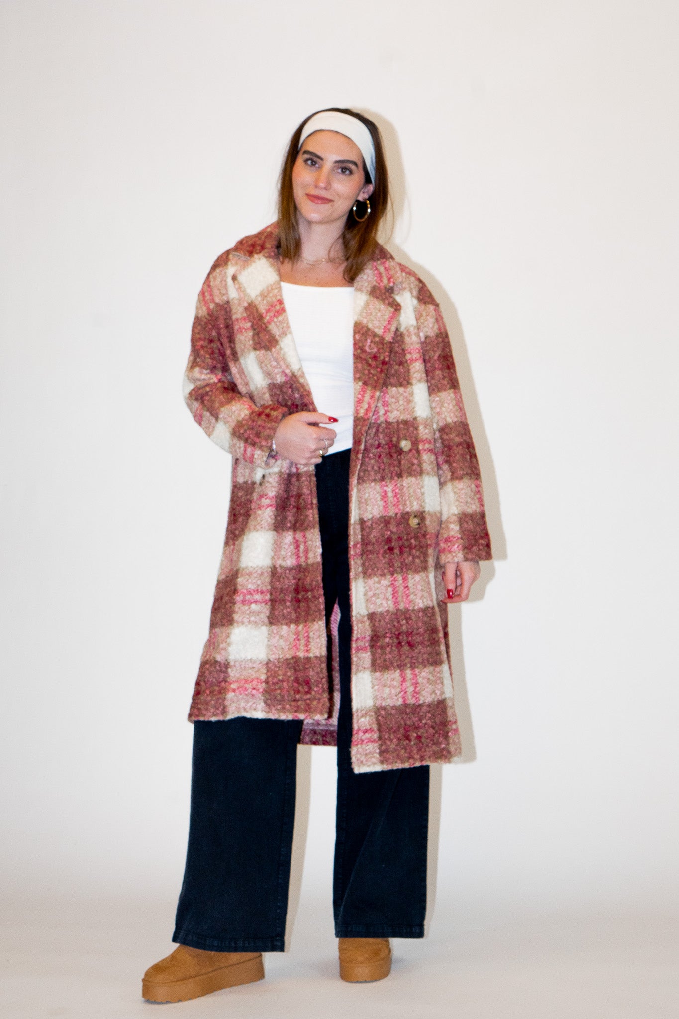 Oversized Plaid Soft Fuzzy Button Down Coat