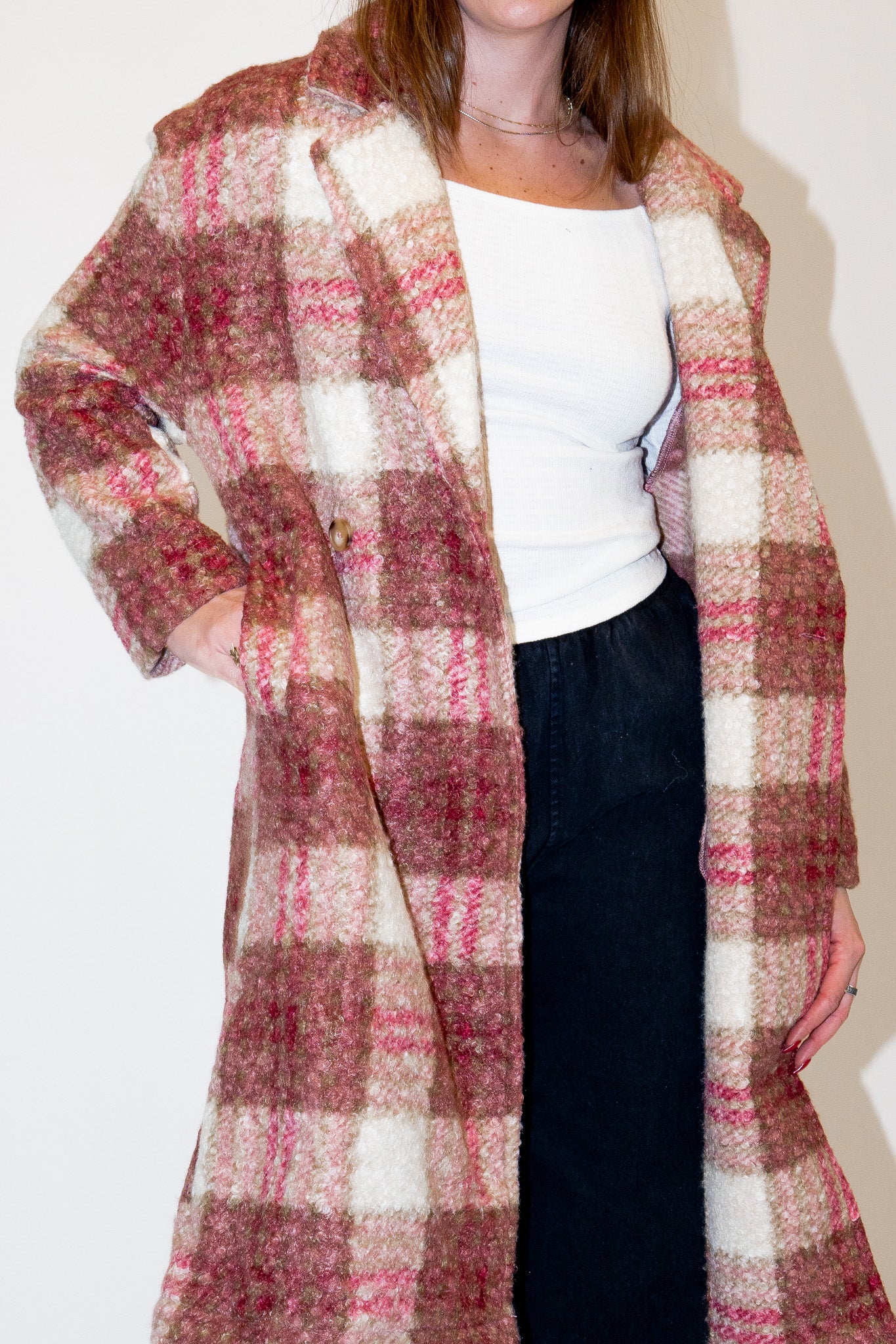 Oversized Plaid Soft Fuzzy Button Down Coat