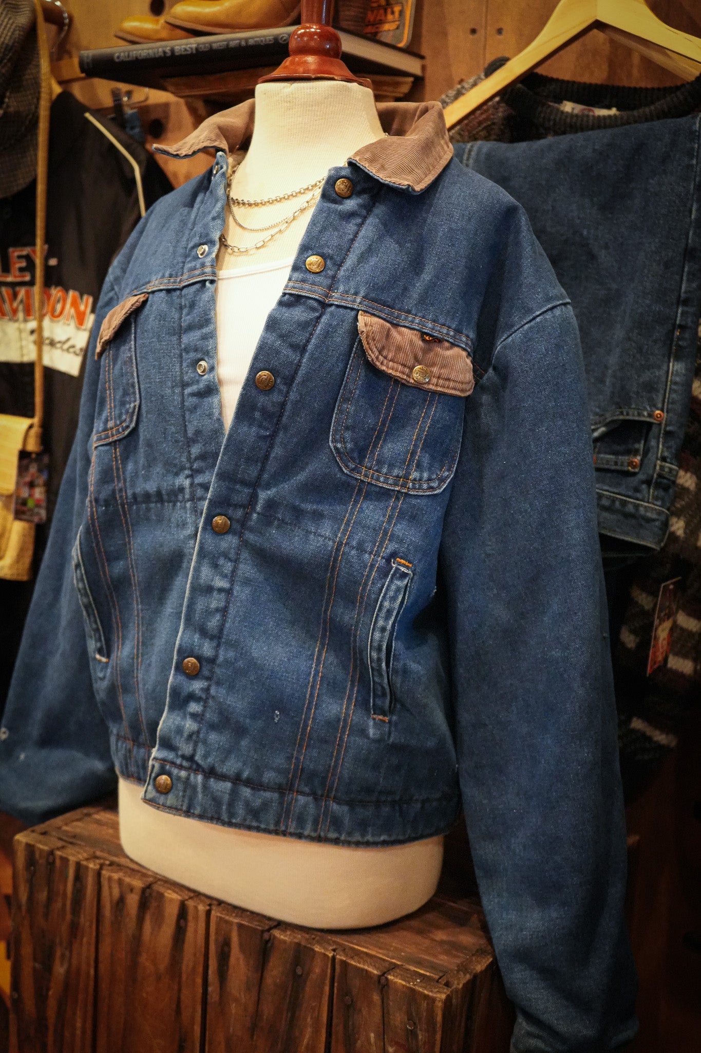 Vintage Sherpa-Lined Denim Jacket (M)