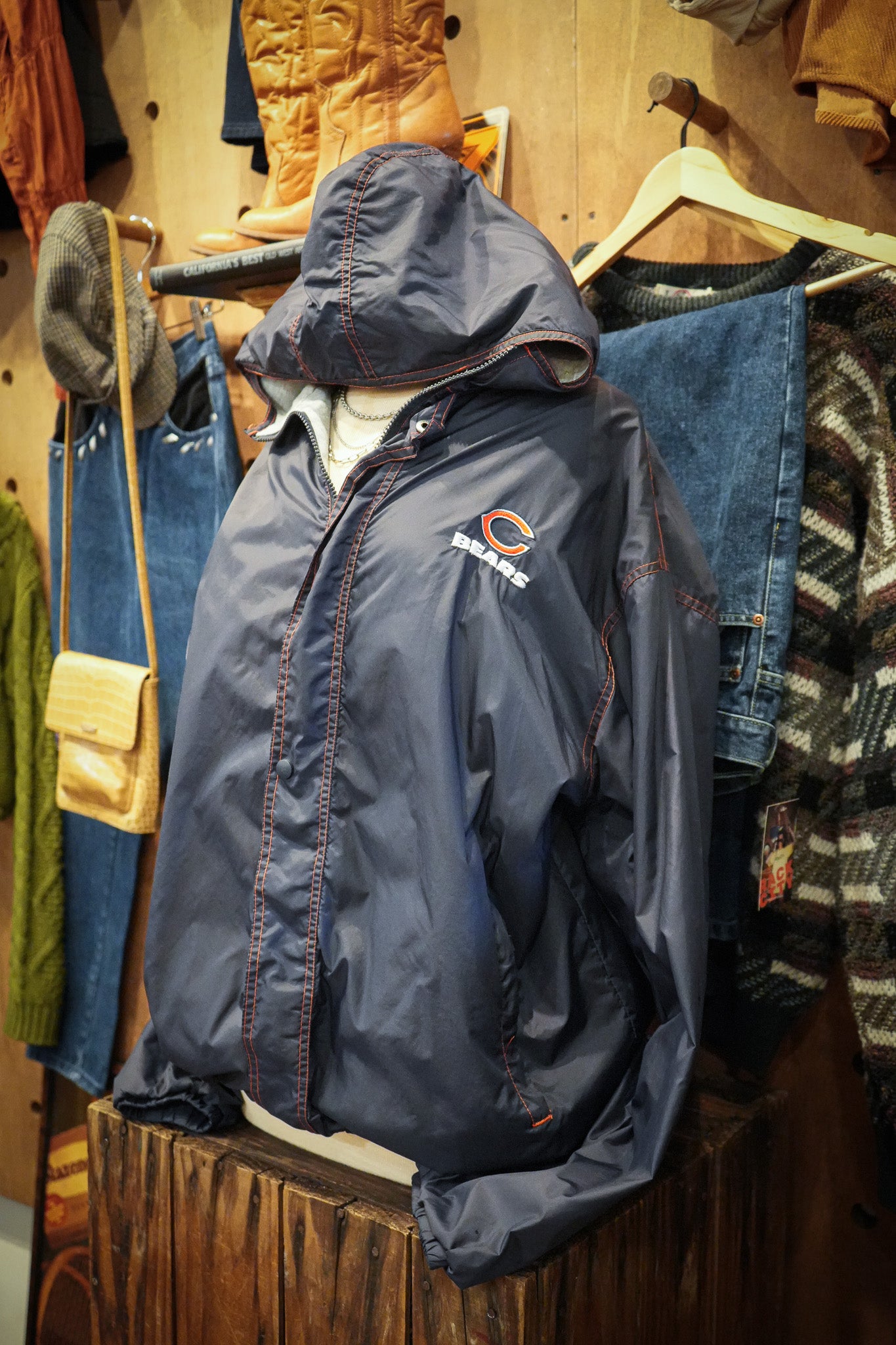 Vintage Chicago Bears Windbreaker Jacket - Navy (XL)