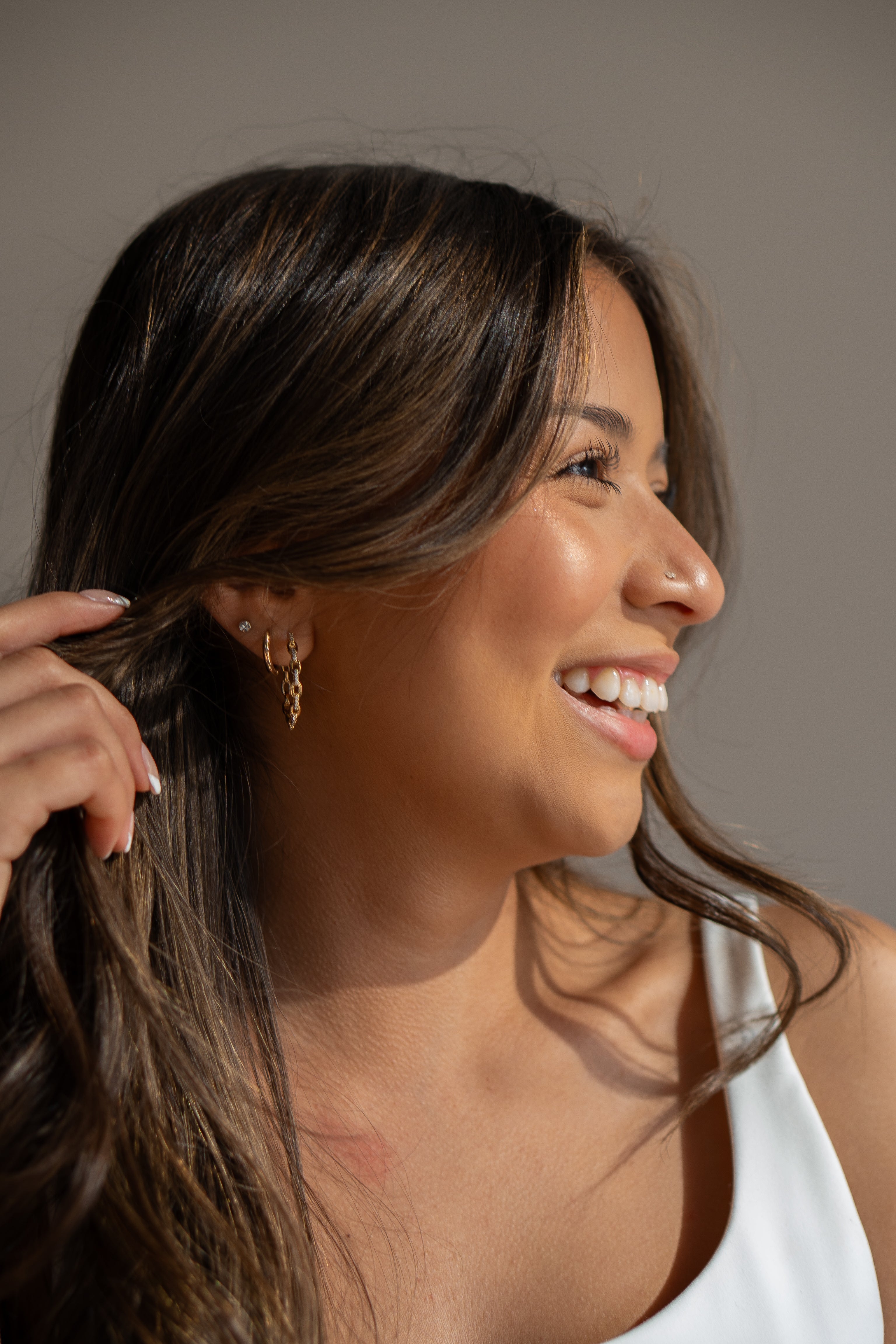 Solid Metallic Chain Hoop Earrings