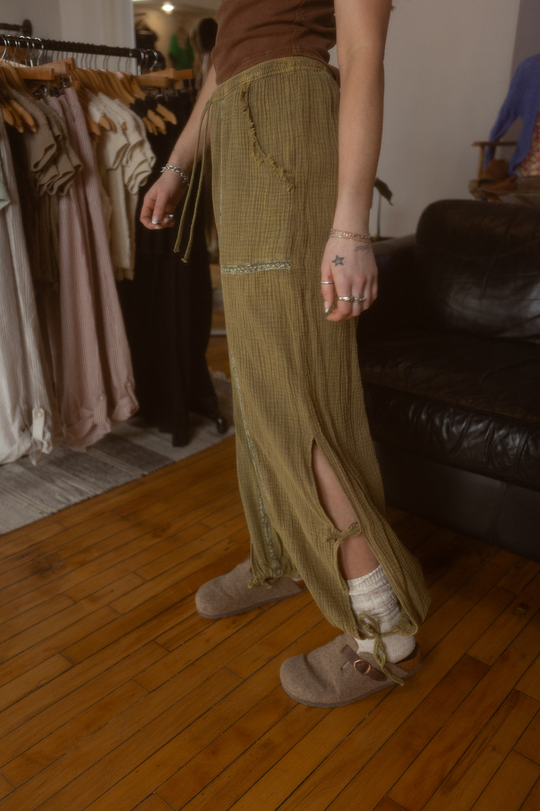 Free Vintage Mineral Washed Crinkle Gauze Jogger Pants