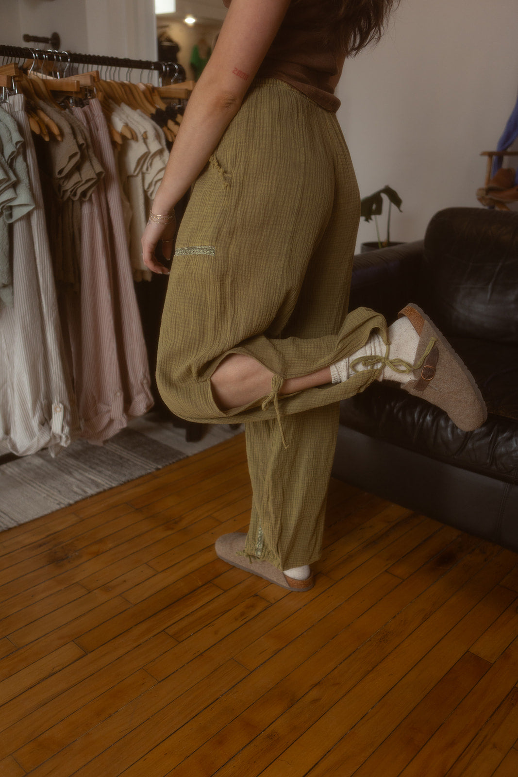 Free Vintage Mineral Washed Crinkle Gauze Jogger Pants