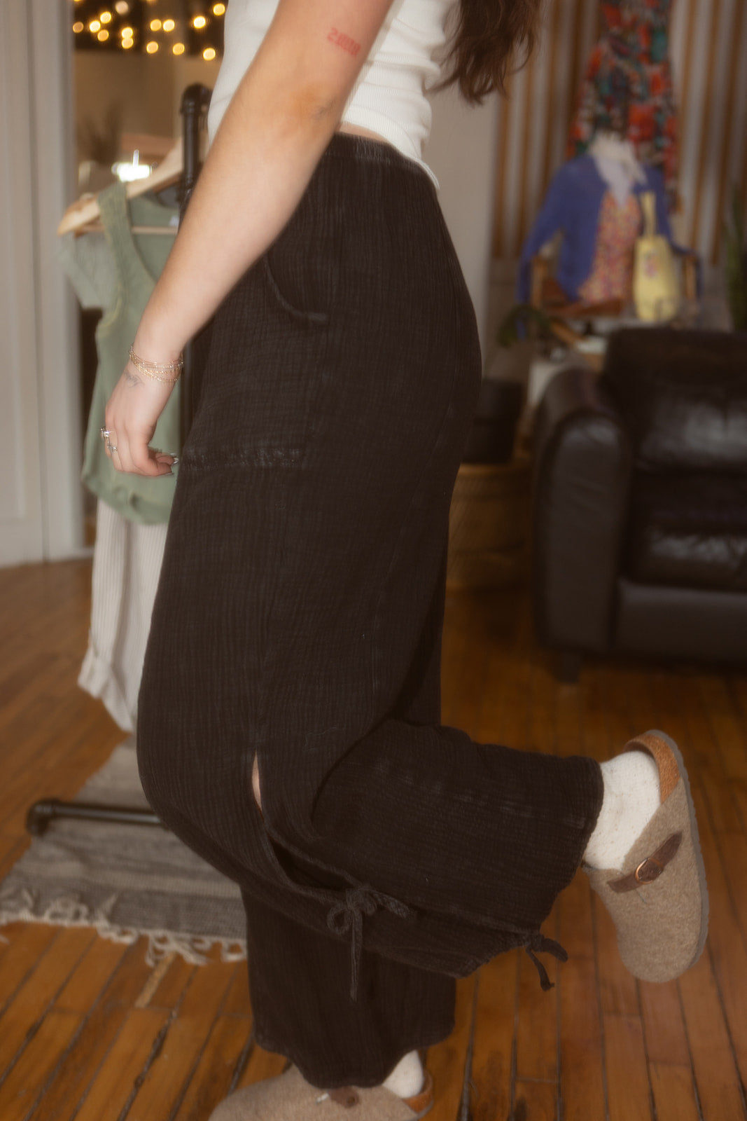 Free Vintage Mineral Washed Crinkle Gauze Jogger Pants